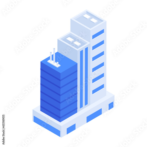 Pack of Skyscraper Buildings Isometric Icons 

