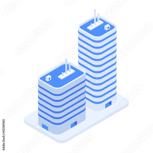 Pack of Skyscraper Buildings Isometric Icons 

