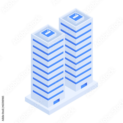 Pack of Skyscraper Buildings Isometric Icons 

