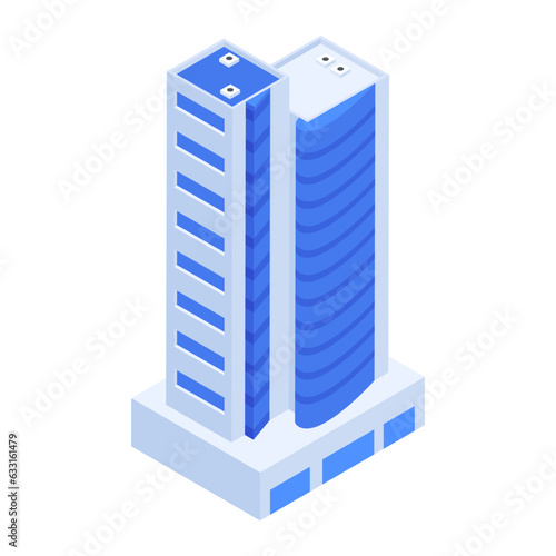 Pack of Skyscraper Buildings Isometric Icons 

