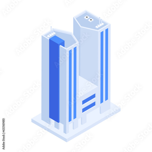 Pack of Skyscraper Buildings Isometric Icons 

