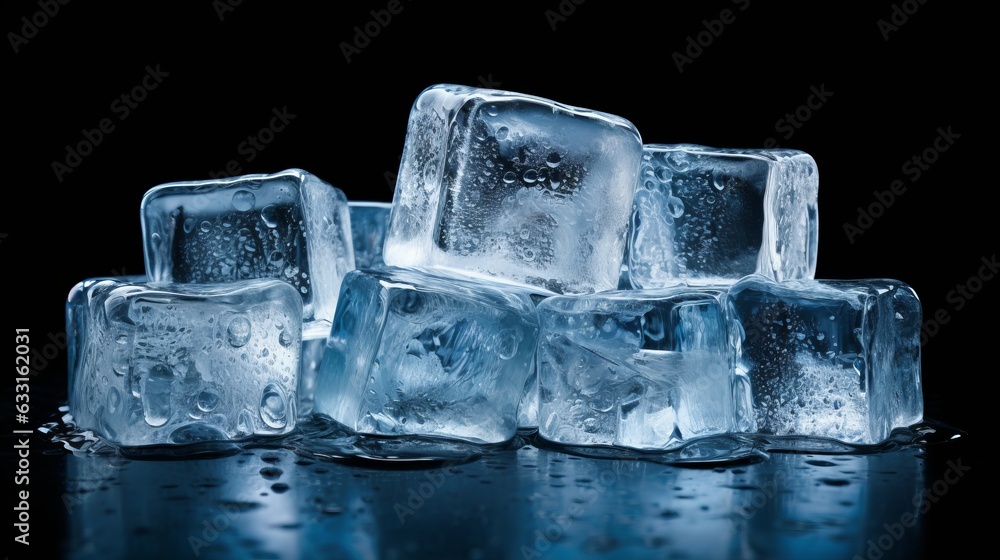 Photo of a stack of ice cubes on a tabletop Photo of a stack of ice cubes on a tabletop