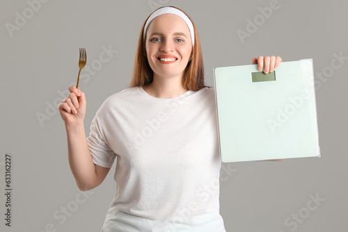Young overweight woman with...