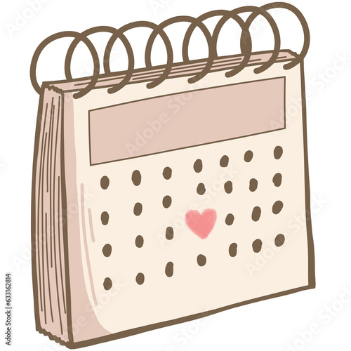 Icono de calendario con fecha especial se√±alada con un corazon, concepto de día importante marcado en el calendario 