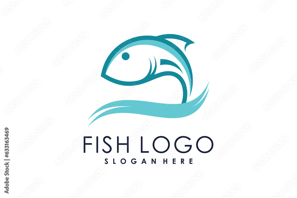 Obraz premium Fish logo design template vector illustration with creative idea