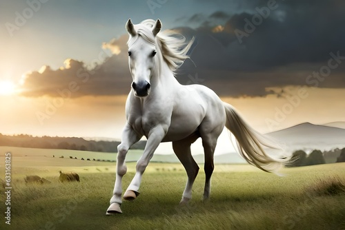 horse in the field  generated by al technology  © younas