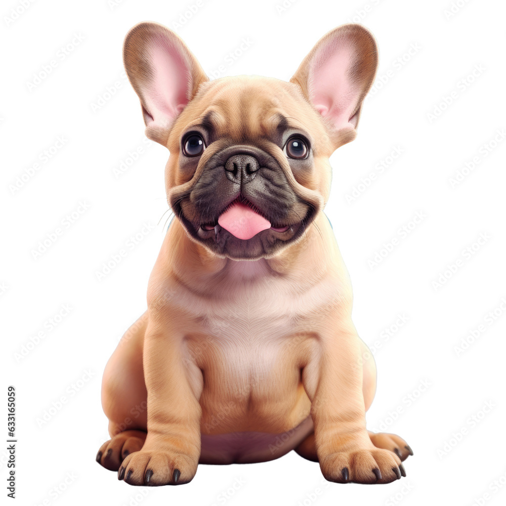 Fawn French bulldog digitally depicted on a transparent background