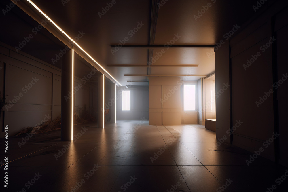 3D Render of Realistic Abstract Background Objects Volumetric Lighting