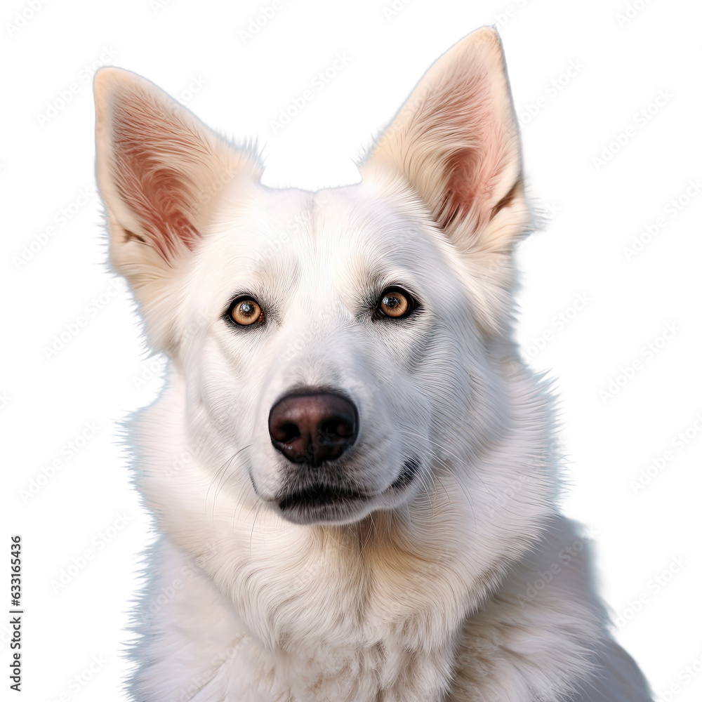 Close up portrait of Swiss Shepherd dog on transparent background