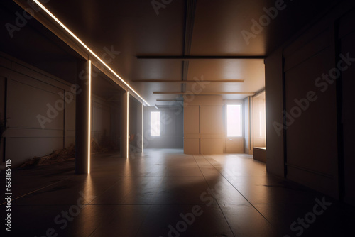 3D Render of Realistic Abstract Background Objects Volumetric Lighting