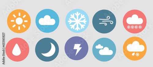 Weather icon set vector illustration. Weather conditions icons