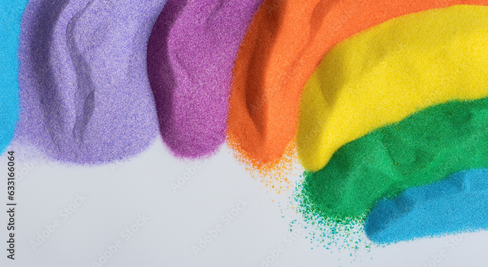Naklejka premium rainbow colored sand stripes colors like blue,red,green,orange,yellow,purple,pink