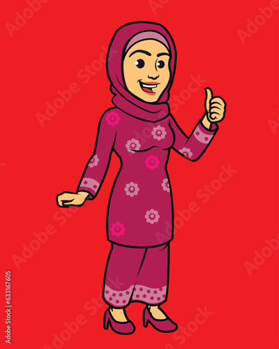 Indonesian Native Riau Malay Sumatra in Traditional Dress