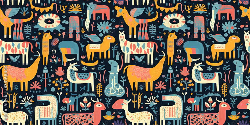 Animals and leaves seamless pattern. Infinite tile concept repeating texture background. Animals and leaves seamless pattern. Infinite tile concept repeating texture background.