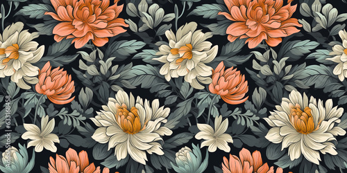 Floral and botanic seamless pattern. Infinite tile concept repeating texture background.