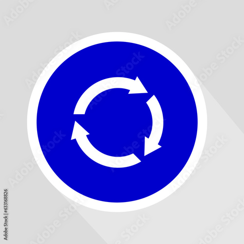 Roundabout sign icon. Vector illustration.