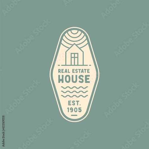 minimalist real estate house badge icon logo template vector illustration design. simple modern home builders, realtors, investors emblem logo concept