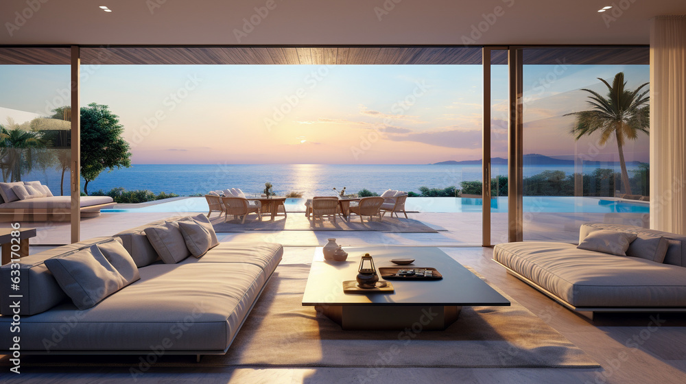 Fototapeta premium lounge chairs on the beach