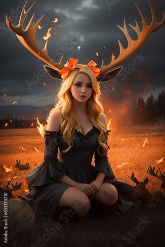 halloween witch with pumpkin