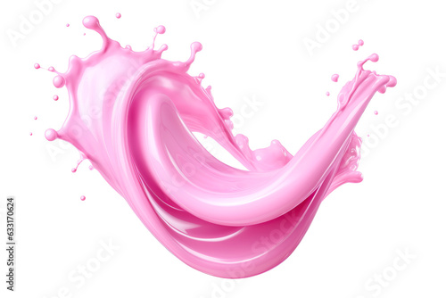 Pink cream or yogurt splash. Cutout on transparent