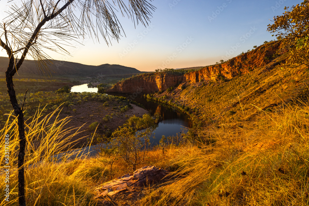 Sunset lookout over valley at El Questro station in the Kimberley Region of Western Australia