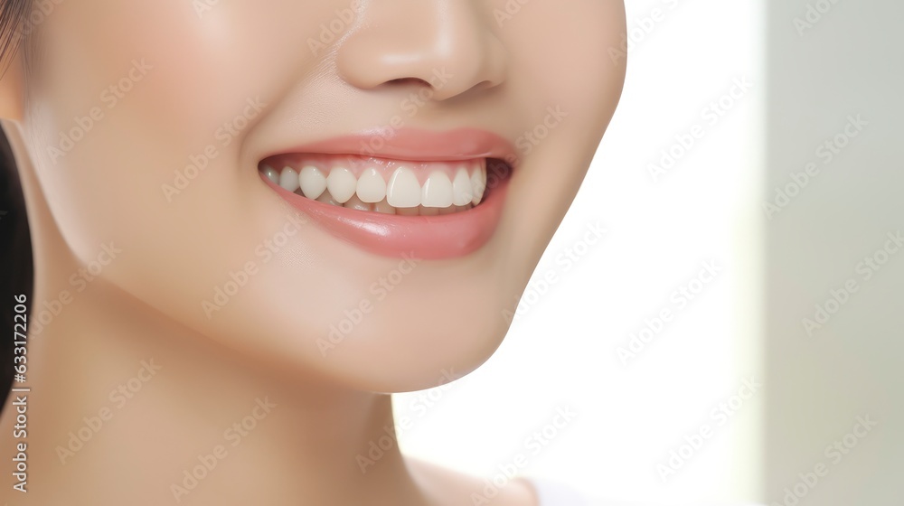 A closeup photo portrait of a beautiful young asian model woman laughing and smiling with clean teeth. used for a dental ad. isolated on white background, A closeup photo portrait of a beautiful young asian model woman laughing and smiling with clean teeth. used for a dental ad. isolated on white background,