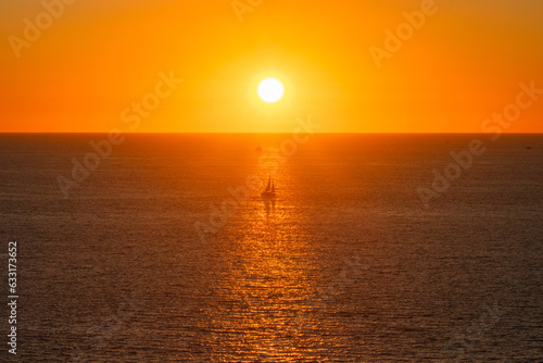 A sailing boat at sunset in Puerto Vallarta