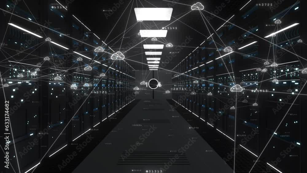Cloud computing data storage concept, Server cabinets for storage, Data ...