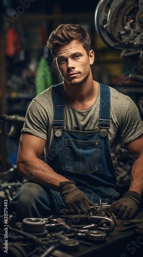 Wallpaper Mural Man as a skilled mechanic AI Generated Torontodigital.ca