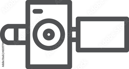線画のシンプル電化製品の単品アイコン　ビデオカメラ