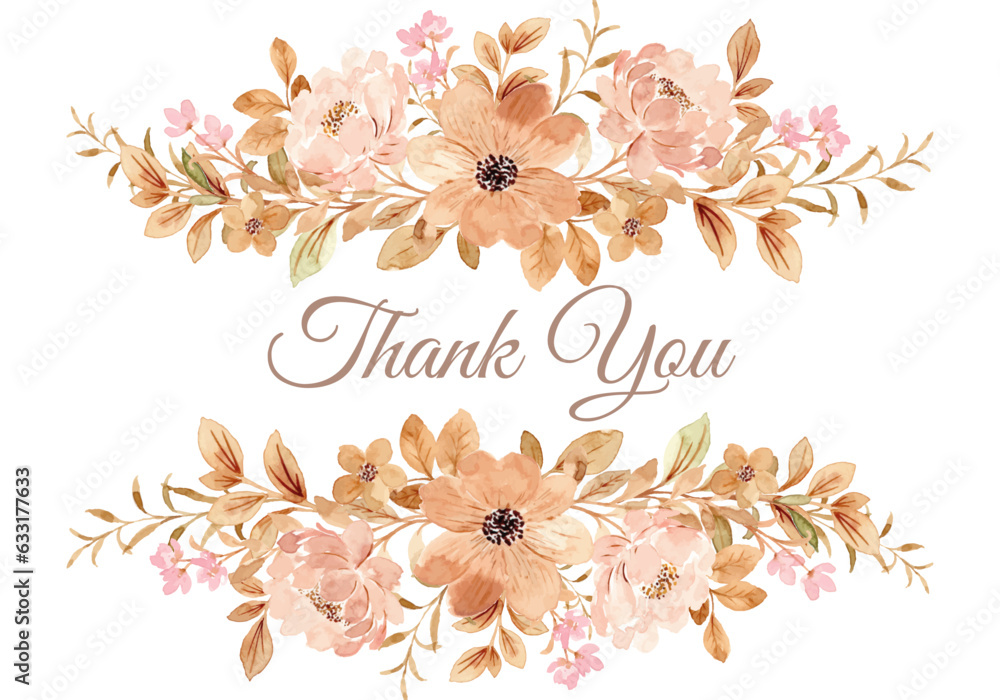 Thank you card with watercolor vintage floral