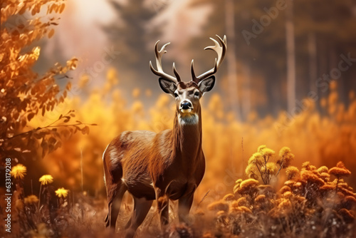Deer with nature background style with autum © wendi