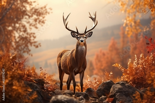Deer with nature background style with autum © wendi