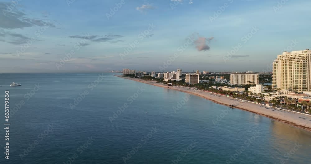 Aerial view of Fort Lauderdale beach at sunrise, Florida Aerial view of Fort Lauderdale beach at sunrise, Florida