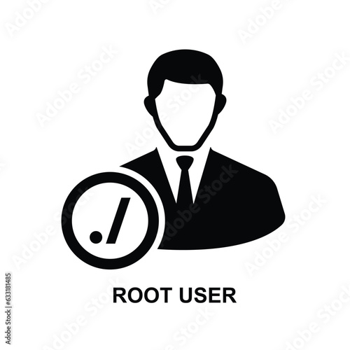Root user icon.The root account has virtually unlimited access to all programs isolated on background vector illustration.