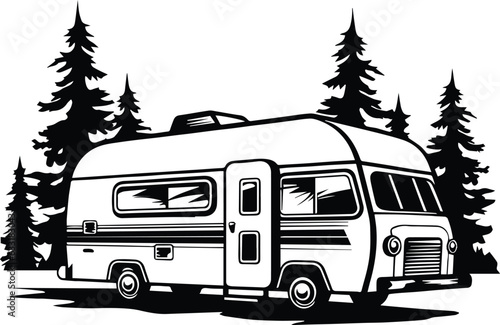 Camper Logo Monochrome Design Style