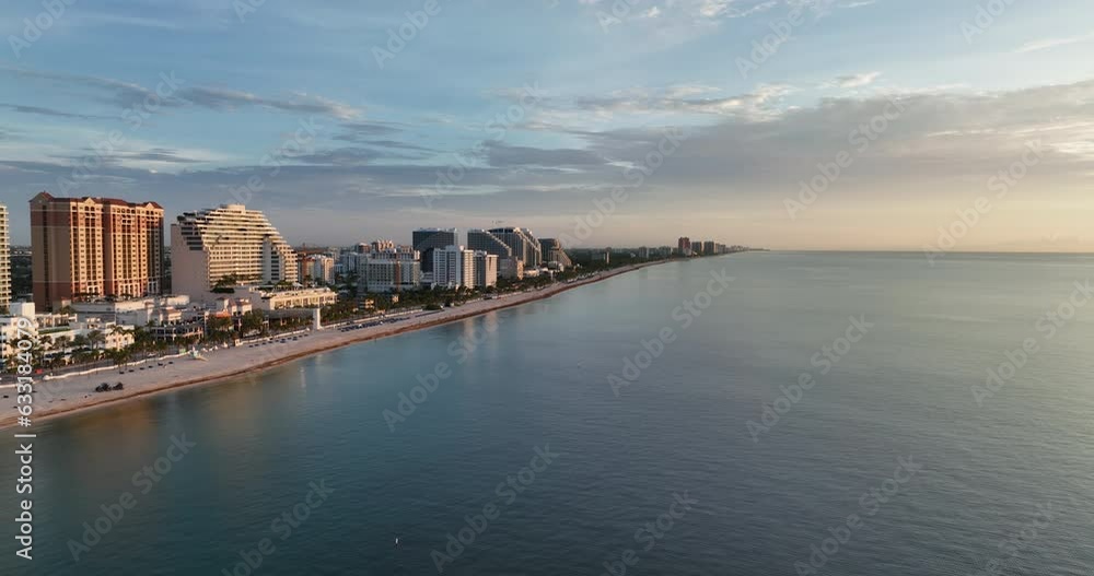 Aerial view of beach in Fort Lauderdale at sunrise, Florida Aerial view of beach in Fort Lauderdale at sunrise, Florida