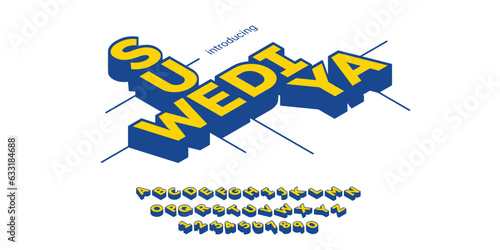 Minimal 3d isometric modern simple alphabet fonts for logo, brand etc.