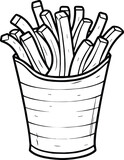 French Fries Logo Monochrome Design Style