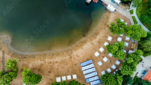 Lakes, beaches and tents - the scenery of Nanhu Park in Changchun, China in summer