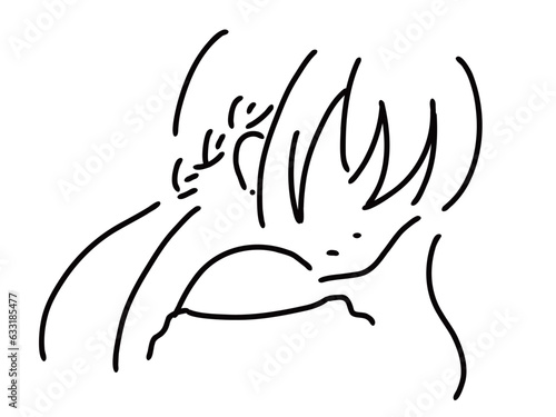 かわいい女性のシンプルな線画／手描きイラスト素材