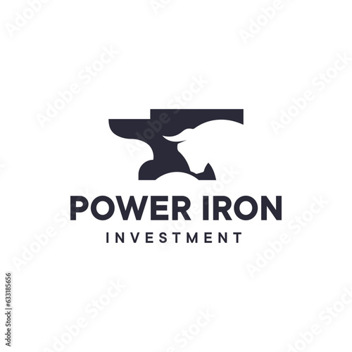 Strong logo combination of buffalo and forge. It is suitable for use as a workshop or investment logo.