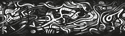 a geometric pattern with black and white swirls, minimalist strokes, web-based art, printmaking