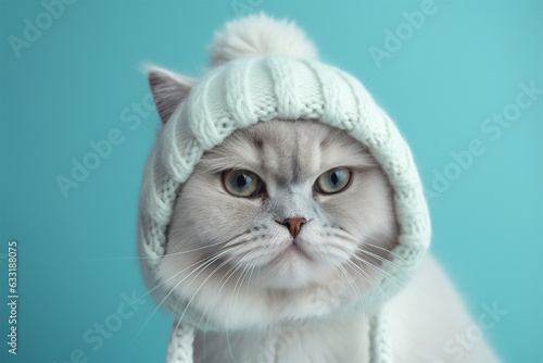 a cat wearing a snow cap