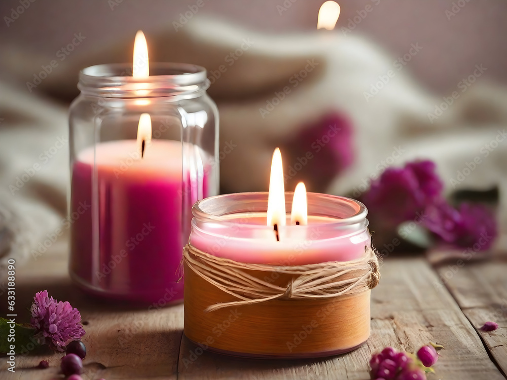 candles and rose petals - obrazy, fototapety, plakaty 