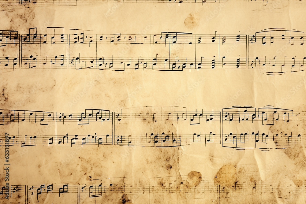 An image of an aged vintage music sheet - Generative AI