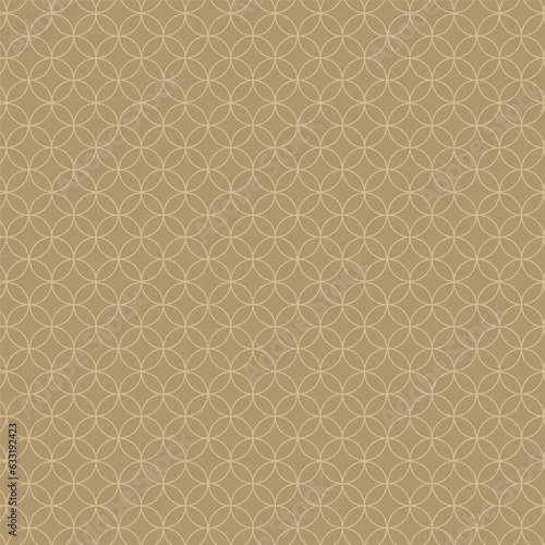 和風背景素材　渋めな金色の七宝模様　正方形