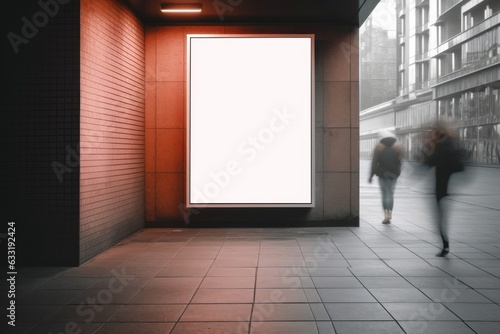 Empty digital billboard on busy street at night, Generative AI