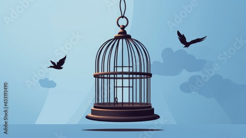 Photo cage with birds