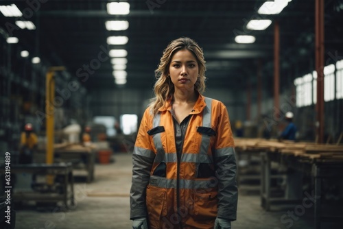 young woman worker in factory.